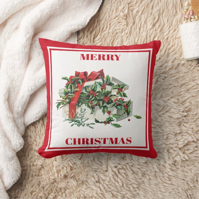 Christmas Festive Vintage Christmas Gift Throw Pillow (Blanket)