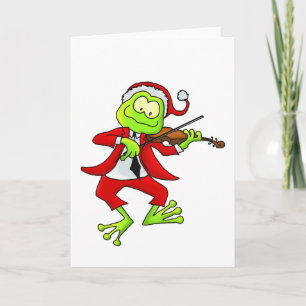 Christmas Fiddle Frog Holiday Card