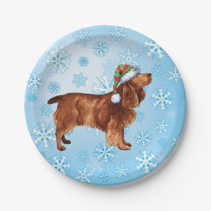 Christmas Field Spaniel Paper Plates