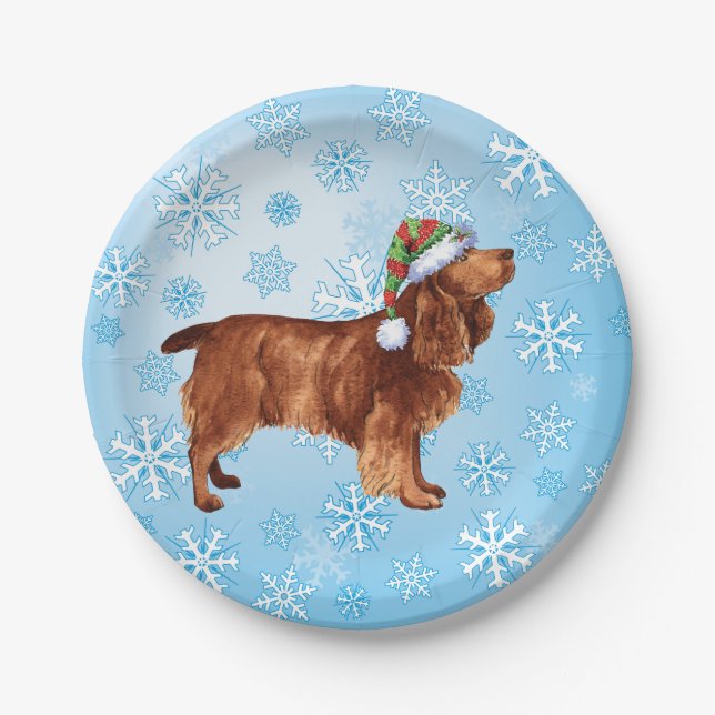 Christmas Field Spaniel Paper Plates (Front)