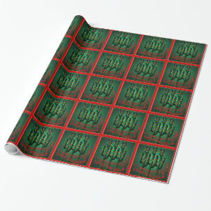 Christmas Fiesta  Feliz Navidad Cactus Tree Wrapping Paper