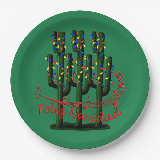 Christmas Fiesta Feliz Navidad Party Plates (Front)