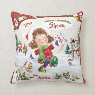 Christmas, Find the 3 Bells, Cute Girls Activity Throw Pillow