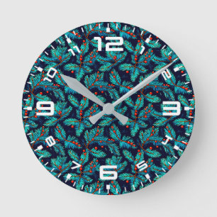 Christmas Fir Branch Pattern-82397 Round Clock