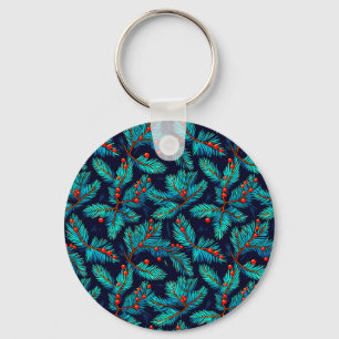 Christmas Fir Branch Pattern-8239 Keychain