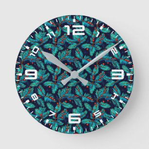 Christmas Fir Branch Pattern-8239 Round Clock
