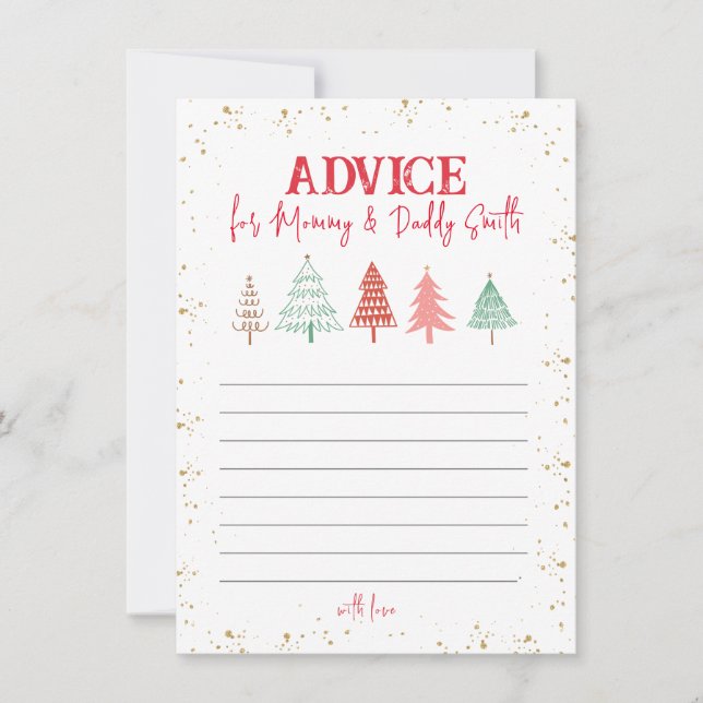 Christmas Fir Tree, Baby Shower Advice for Parents Card (Front)