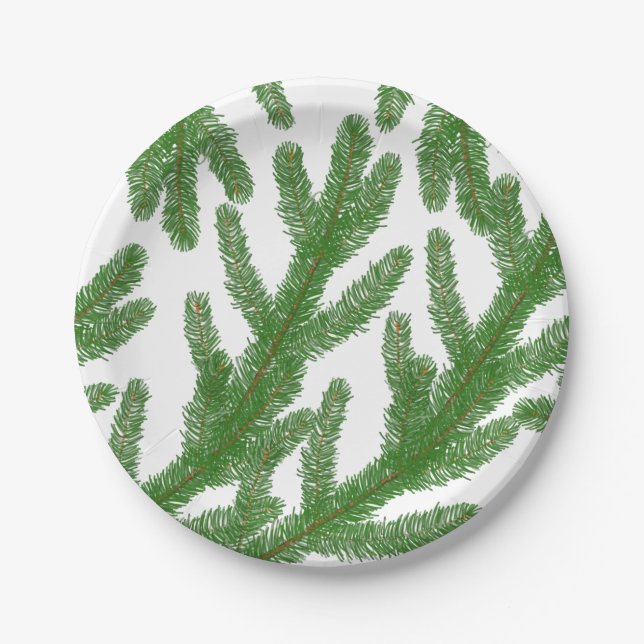 Christmas fir tree branches   paper plate (Front)
