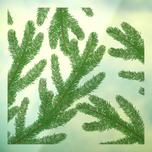 Christmas fir tree branches window cling