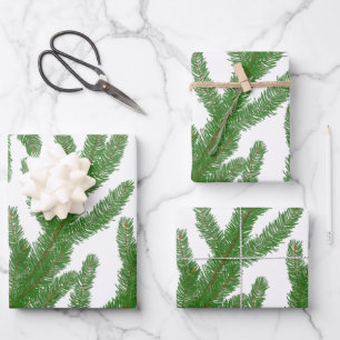 Christmas fir tree branches wrapping paper sheet