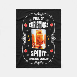 Christmas Fir Tree With Bourbon Ugly Xmas Bourbon Fleece Blanket