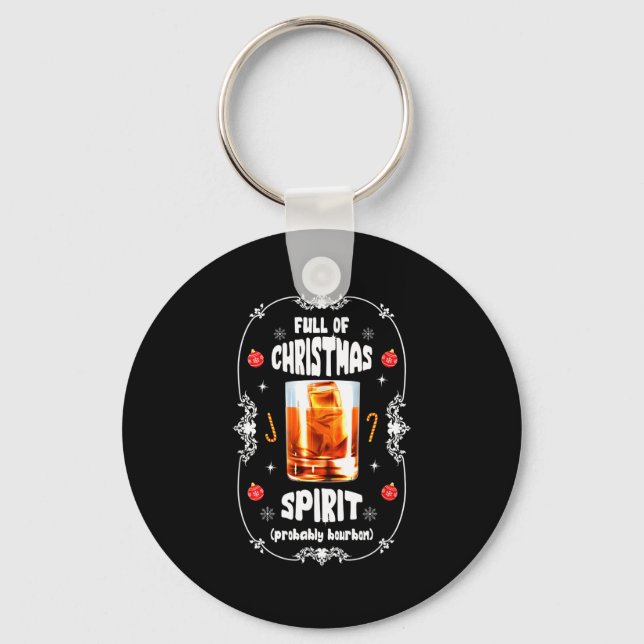 Christmas Fir Tree With Bourbon Ugly Xmas Bourbon  Keychain (Front)