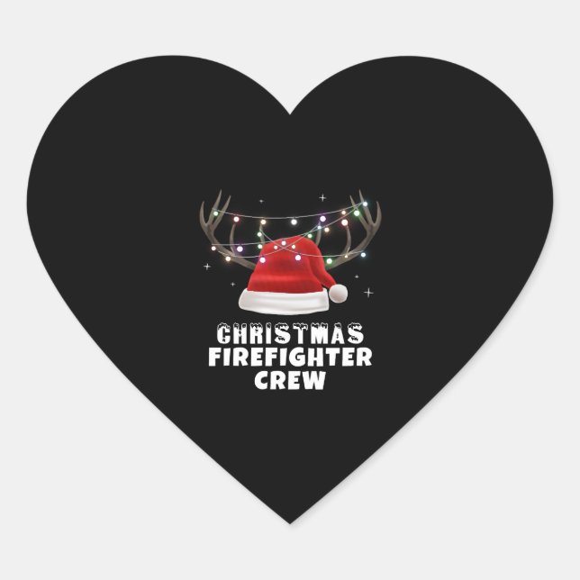 Christmas Firefighter Crew Heart Sticker (Front)