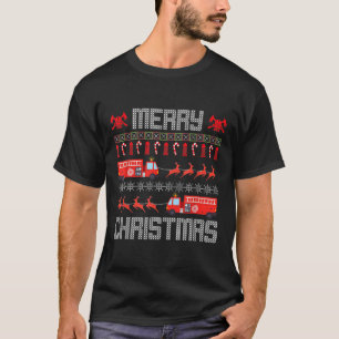 Christmas Firefighter Merry Christmas Fire Truck C T-Shirt