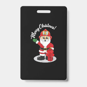 Christmas Firefighter Santa Winter Badge