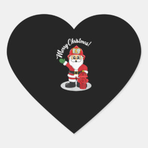 Christmas Firefighter Santa Winter Heart Sticker