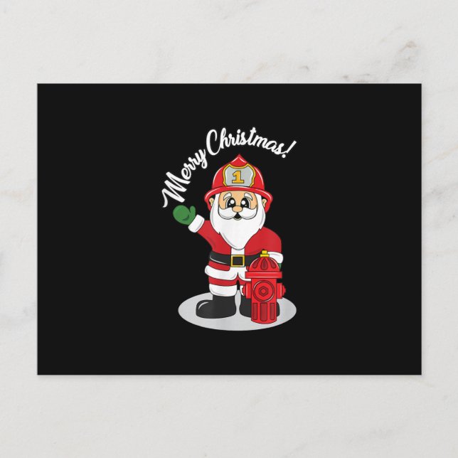 Christmas Firefighter Santa Winter Holiday Postcard (Front)