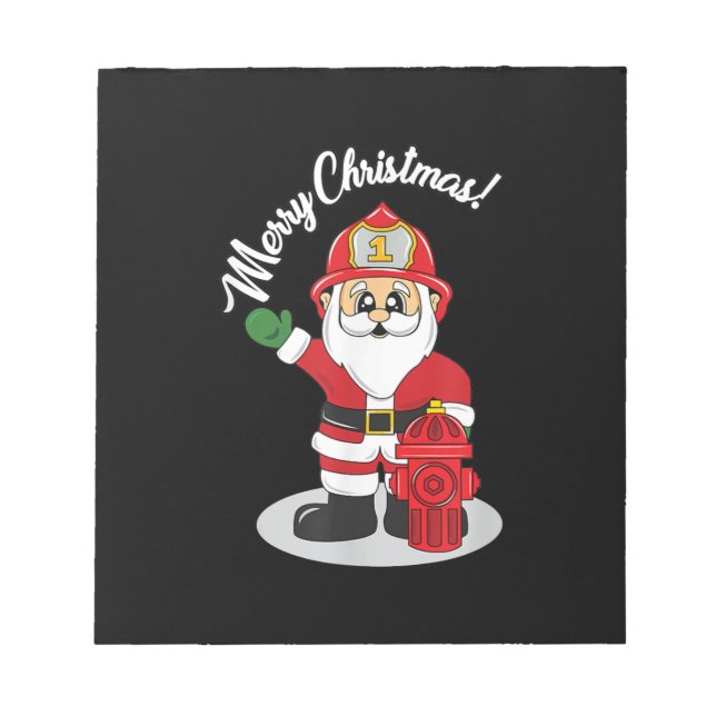 Christmas Firefighter Santa Winter Notepad (Front)