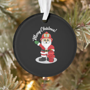 Christmas Firefighter Santa Winter Ornament