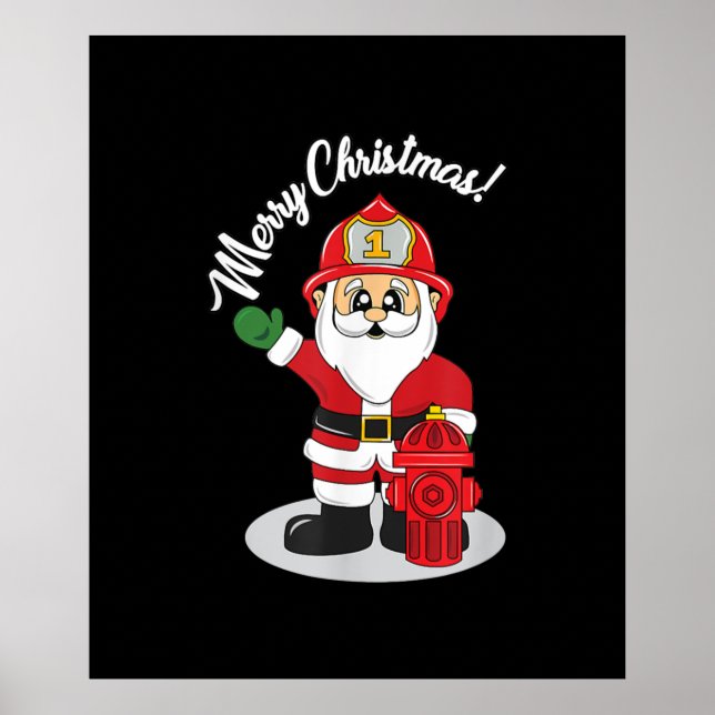 Christmas Firefighter Santa Winter Poster (Front)