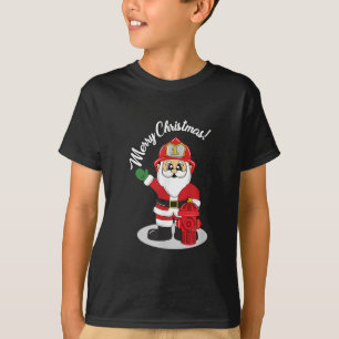 Christmas Firefighter Santa Winter T-Shirt