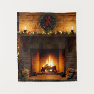 Christmas Fireplace Tapestry
