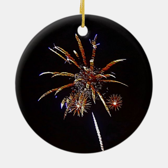 Christmas Fireworks Ceramic Ornament (Back)