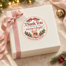 Christmas First Birthday Teddy Bear Thank You
