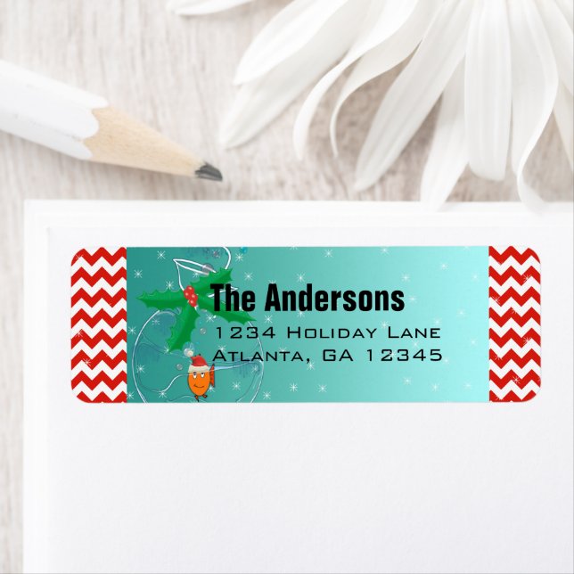 Christmas Fish Chevron Motif Adresse de retour (En situation)