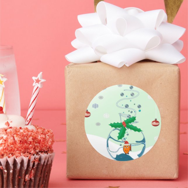 Christmas Fish Classic Round Sticker (Party)