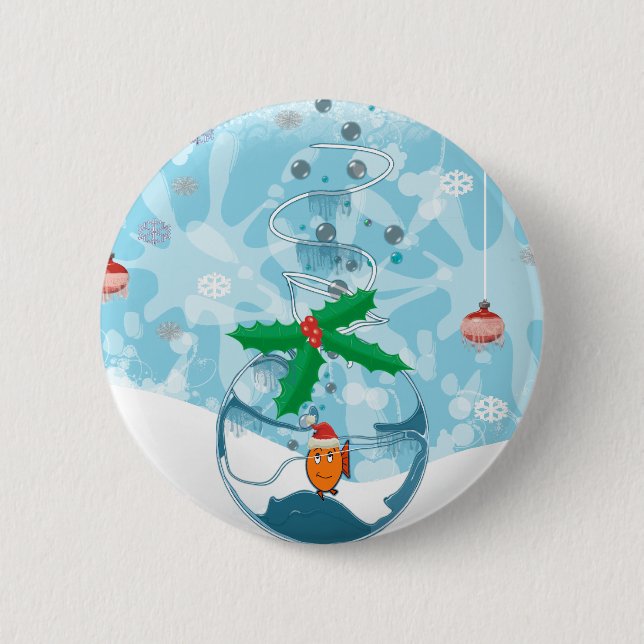 Christmas Fish Splat 2 Inch Round Button (Front)