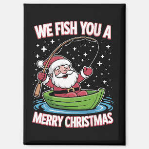 Christmas Fisherman Fishing Funny Cool Santa Claus Magnet