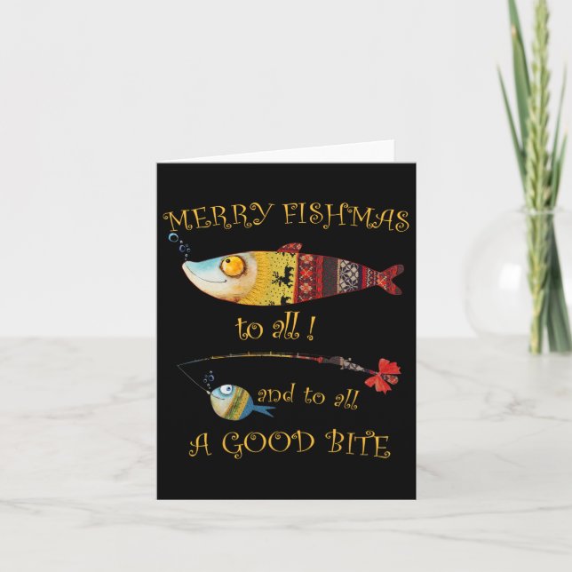Christmas Fisherman's Merry Fishmas To All Fishing Card (Front)