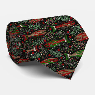 Christmas Fishes Freshwater Fishing Stylish Tie