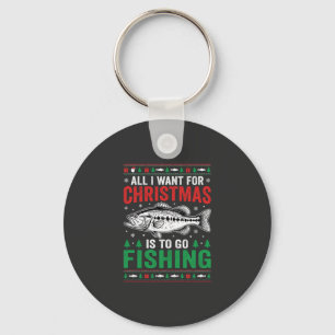 Christmas Fishing Bass Ugly Sweater Keychain