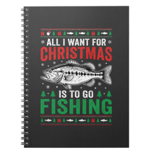 Christmas Fishing Bass Ugly Sweater Notebook