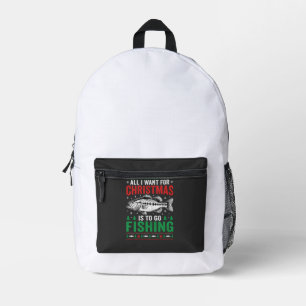 Christmas Fishing Bass Ugly Sweater Printed Backpack