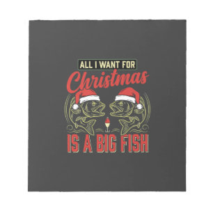 Christmas Fishing Big Fish Holiday Notepad