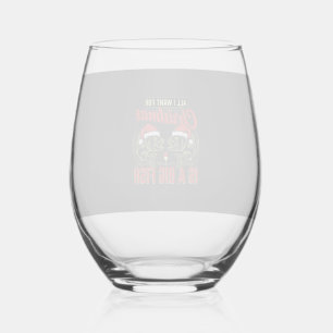 Christmas Fishing Big Fish Holiday Stemless Wine Glass