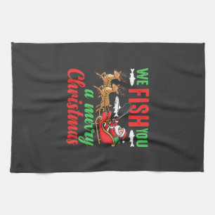 Christmas Fishing Merry Fish You Kitchen Towel