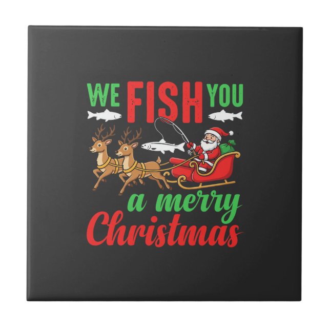 Christmas Fishing Merry Fish You Tile (Front)