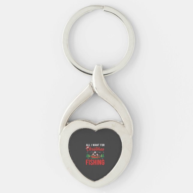 Christmas Fishing Santa Holiday Vector Keychain (Front)