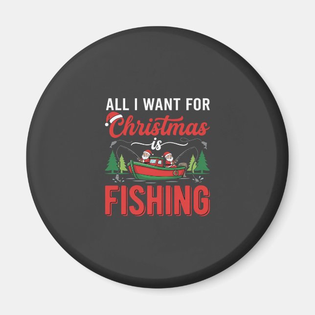 Christmas Fishing Santa Holiday Vector Magnet (Front)