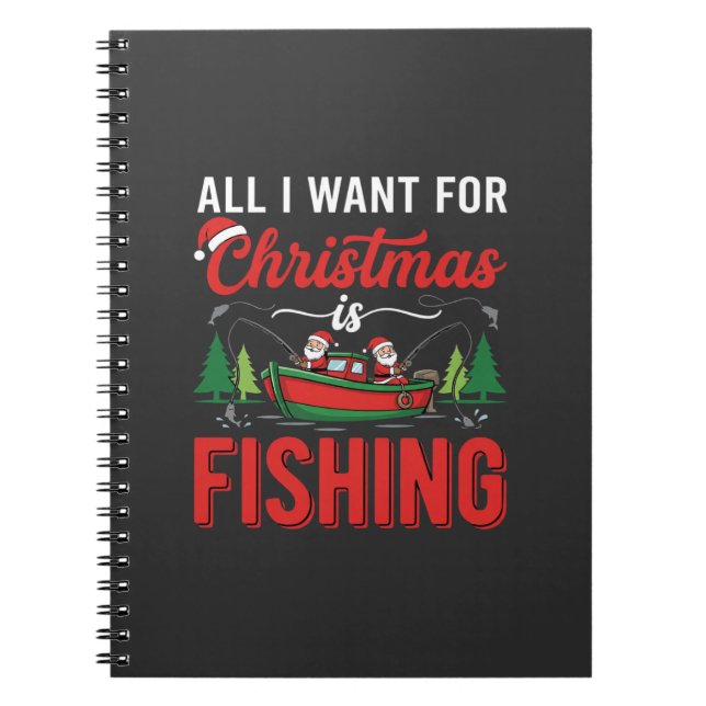 Christmas Fishing Santa Holiday Vector Notebook (Front)