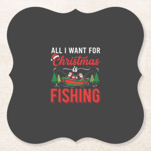 Christmas Fishing Santa Holiday Vector Paper Coaster