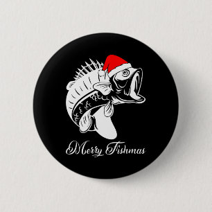 Christmas Fishing Shirt - Merry Fishmas 2 Inch Round Button
