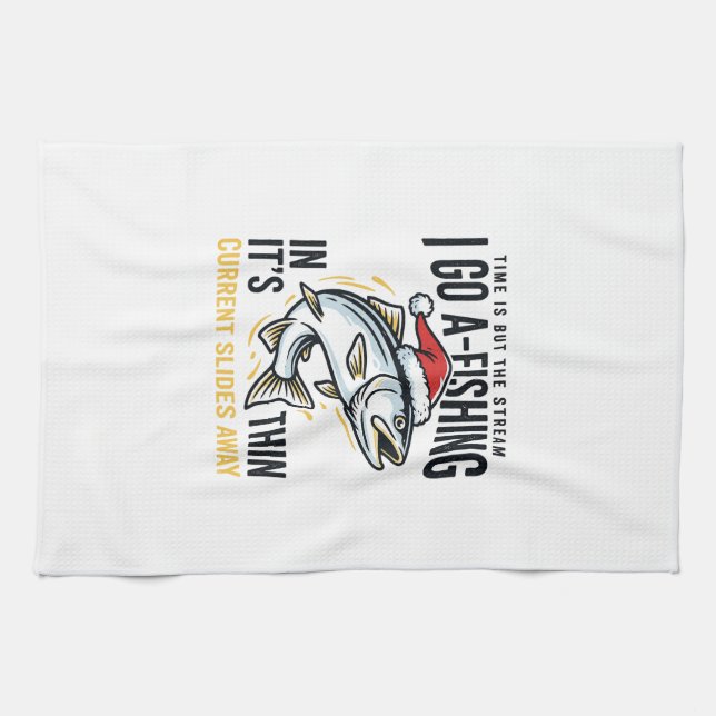 Christmas Fishing Stream Quote Design Kitchen Towel (Horizontal)