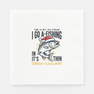 Christmas Fishing Stream Quote Design Napkin