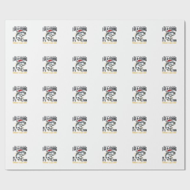 Christmas Fishing Stream Quote Design Wrapping Paper (Flat)
