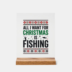 Christmas Fishing Ugly Sweater Design Acrylic Sign